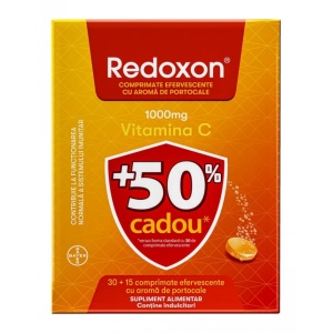 Redoxon Vitamina C 1000 mg portocale 30 + 15 comprimate efervescente, Bayer