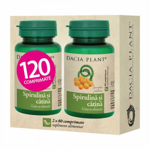 Spirulina si catina x 60 comprimate + 1 cutie gratis (Daciaplant)