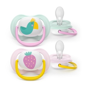 Suzete Ultra Air, 0-6 luni, SCF080/24, Papagal/Capsuna, 2 bucati, Philips Avent