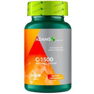 Vitamina C-1500 cu macese, 90 tablete, Adams Vision