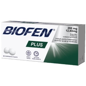 Biofen Plus 200 mg/12,80 mg, 20 comprimate filmate, Biofarm