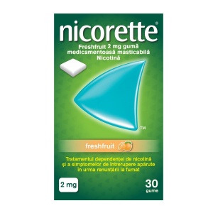 Nicorette Fresh Fruit 2 mg x 30 gume medicale masticabile, Kenvue