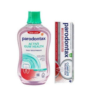 Pachet Pasta de dinti Complete Protection Whitening Parodontax, 75 ml + Apa de gura fara alcool Daily Gum Care Fresh Mint Parodontax, 500 ml, Gsk