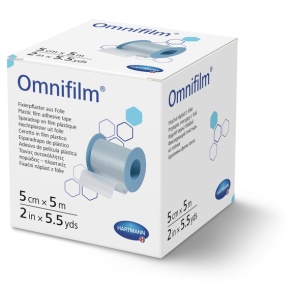 Plasture hipoalergen pe suport de folie transparenta poroasa Omnifilm, 5cm x 5m, Hartmann