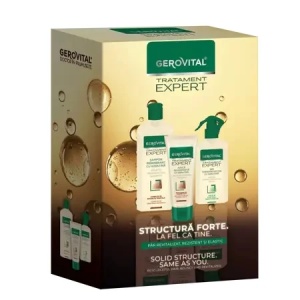 Set Sampon regenerant 250 ml + Masca regeneranta 150 ml + Ser termoprotector 150 ml Tratament Expert, Gerovital