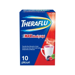 Theraflu Max Raceala si Gripa, 1000 mg/10 mg/70 mg pulbere pentru solutie orala, 10 plicuri, Haleon