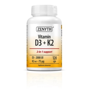 Vitamin D3 + K2, 120 capsule, Zenyth Pharmaceuticals
