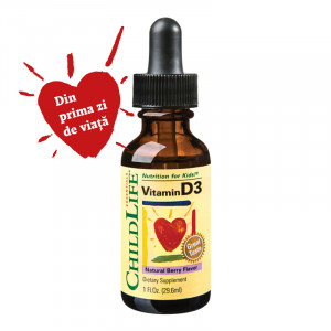 Vitamina D3 picaturi pentru copii, 500 UI, 30 ml, Childlife Essentials