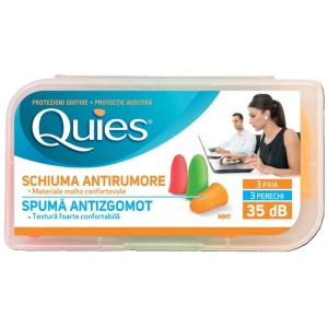Dopuri de spuma antizgomot pentru urechi, 3 perechi, Quies