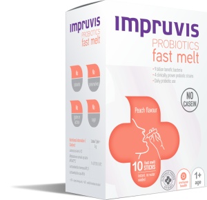 Impruvis Probiotic Fast Melt cu aroma de piersica, 10 plicuri, Impruvis