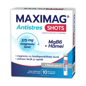 MaxiMag Antistres Shots, 10 fiole, Zdrovit