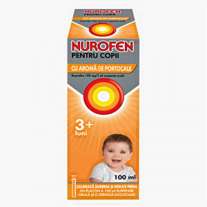 Nurofen sirop cu aroma de portocale pentru copii 3 luni+, 100 mg/5 ml, 100 ml, Reckitt Benckiser
