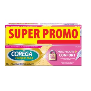Pachet Crema adeziva pentru proteza dentara Max Fixare Confort Corega, 2x40 g, Haleon
