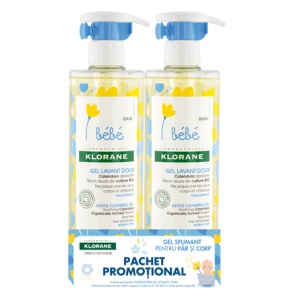 Pachet Gel spumant delicat pentru copii, 500 ml + 500 ml, Klorane Bebe