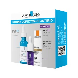 Pachet Hyalu B5 Serum 30ml + Anthelios Age Correct SPF50 15ml + Mela B3 Serum 10ml, La Roche-Posay
