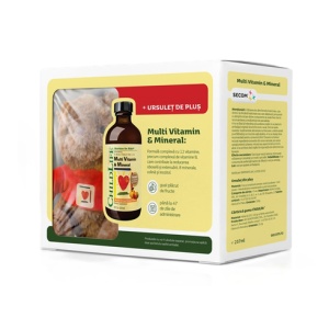 Pachet Multivitamine si minerale pentru copii Childlife Essentials, 237 ml+Ursulet de plus, Secom
