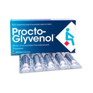 Procto-Glyvenol, 400 mg + 40 mg, 10 supozitoare, Recordati