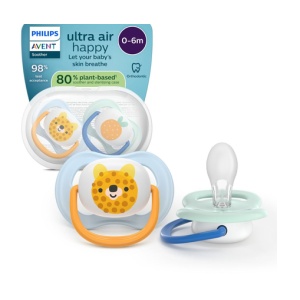 Suzete Ultra Air, Ursulet/Portocala, 0-6 luni, SCF080/23, 2 buc, Philips Avent
