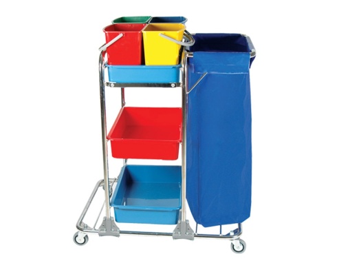 Carucior curatenie cromat, 3 polite si un sac MZDE3103