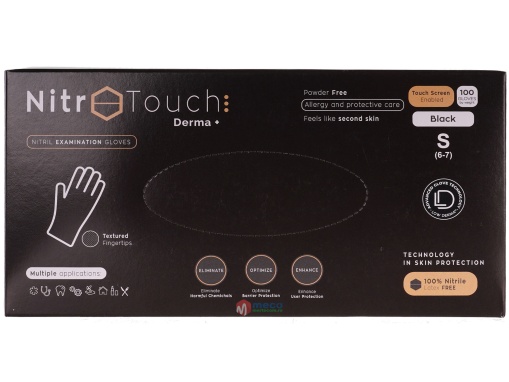 Manusi nepudrate Nitro Touch Derma Negre (100buc/cutie) marime S