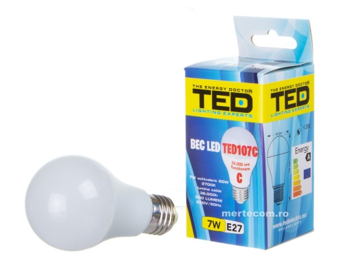 Bec led Ted107C E27 lumina calda 2700k 7W