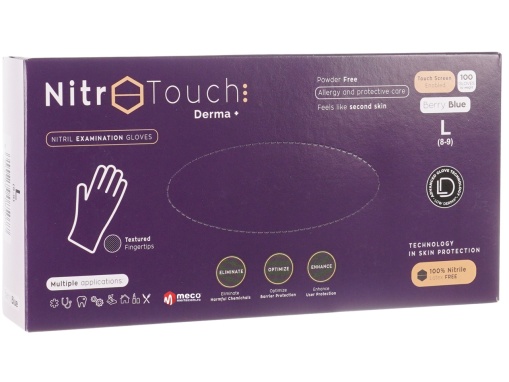 Manuși nepudrate Nitril Examinare Nitro Touch Derma Plus Albastre (100buc/cutie) marime L