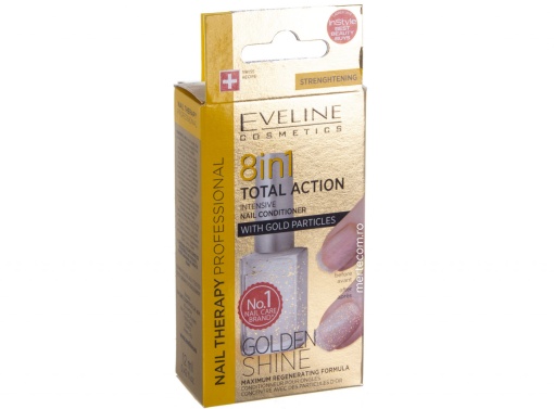 Tratament pentru unghii Eveline 8in1 12ml (Gold Particles) - Img 1