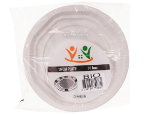 Farfurii rotunde plastic biodegradabil 19 cm 50bucati/set - Img 2