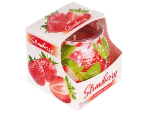 Lumanare parfumata in pahar cu aroma de capsune