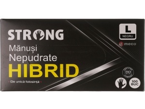 Manusi Hibrid nepudrate negre 100 bucati/cutie (Large-L)