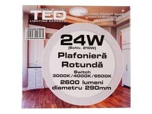 Plafoniera led rotunda 24W cu Switch 3000K/4000K/6500K - Img 3