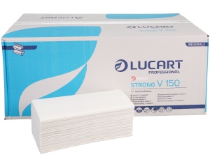 Prosop pliat in V alb Lucart 863060 23x25cm 2straturi 150bucati - Img 1
