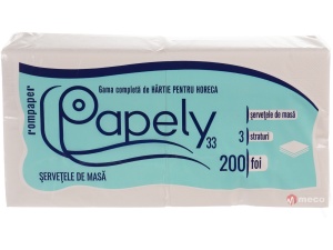Servetele albe Papely 3straturi 33x33cm 200bucati