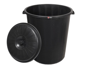 Tomberon cu capac negru 90litri MZED1190 - Img 2