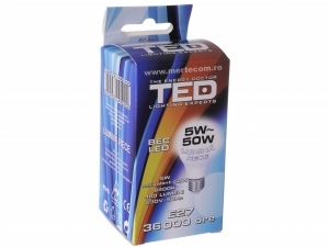 Bec led Ted105R E27 lumina rece 6400k 5W