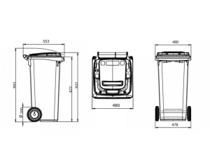 Europubela culoare neagra H-93cm 120 litri - Img 2