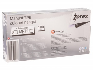 Manusi unica folosinta TPE Zorex Negru 100buc M - Img 2