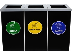Set cosuri colectare selectiva negre Meco 3 x 54 litri 1308