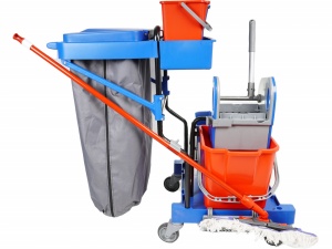 Carucior curatenie Bayersan Gonisa36C, 2 galeti, storcator si suport de sac - Img 2