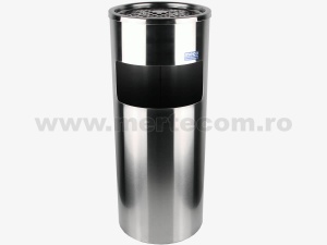 Cos gunoi cu scrumiera inox satinat 25cm H-61cm