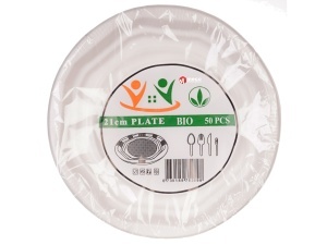 Farfurii rotunde plastic biodegradabil 21 cm 50bucati/set