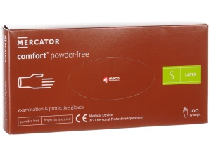 Manusi latex nepudrate Mercator Comfort (100buc/cutie) marimea S