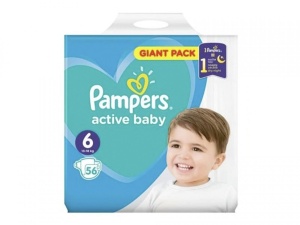 Pampers active baby-dry numarul 6 56 bucati - Img 1