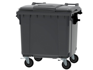 Container plastic negru colectare selectiva 1100 litri