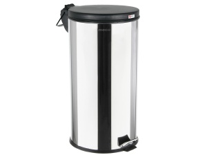 Cos gunoi inox lucios capac negru Meco 40 litri Q31 H-62cm