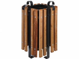 Cos gunoi stradal dreptunghiular negru cu lemn Meco 40 litri 35x35x65cm - Img 1