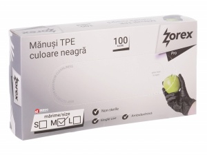 Manusi unica folosinta TPE Zorex Negru 100buc M - Img 1