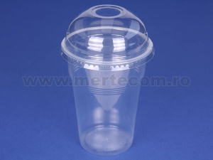 Pahar fresh transparent cu capac deschis 400ml 50 bucati - Img 2