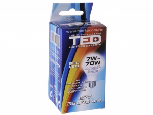 Bec led Ted107R E27 lumina rece 6400k 7W - Img 1