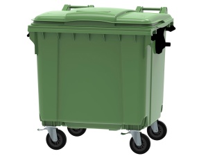 Container plastic verde colectare selectiva 1100 litri